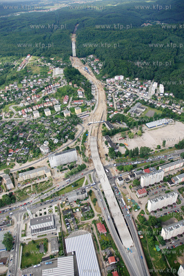 Gdynia z lotu ptaka. Nz. Budowa ostatniego etapu Estakady...
