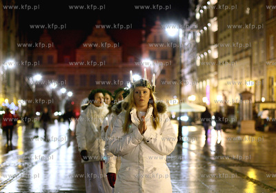 Gdansk. Dlugi Targ. Orszak sw. Lucji ze Szwecji. Swieta...