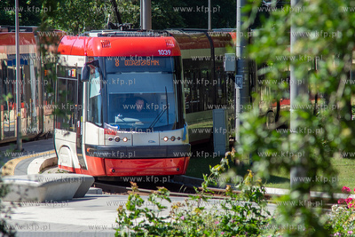 Tramwaj Pesa Swing na pętli Stogi Plaża. 03.07.2022...