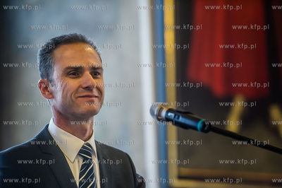 Gdańsk. Ratusz Głownego Miasta. Sala Wety. Konferencja...