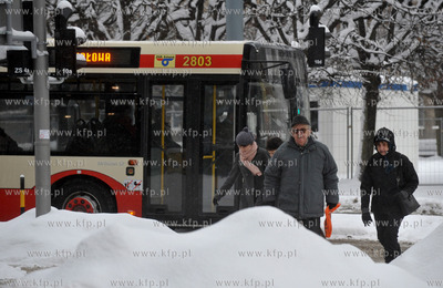 Obfite opady sniegu w Gdansku. Nz. Przejscie dla pieszyna...