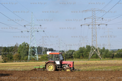 Orka na polu w Leznie na Kaszubach przy drodze w kierunku...