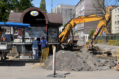 Gdansk. Dolne Miasto. Remont i przebudowa ulicy Lakowej....