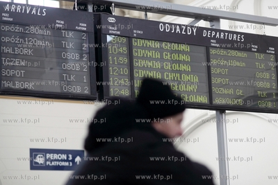 Dworzec Glowny w Gdansku. W skutek usterek wywolanych...