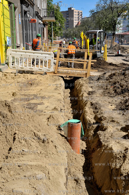 Gdansk. Dolne Miasto. Remont i przebudowa ulicy Lakowej....