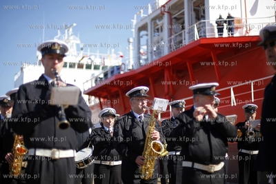 Stocznia Gdansk. Uroczystosc chrztu statku SYN ANTARES....