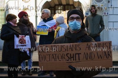 Gdańsk, Dwór Artusa. Protest Białorusinów przeciwko...