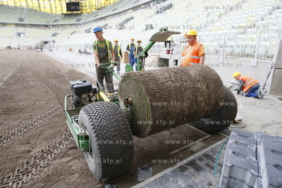 Gdansk Letnica. Budowa stadionu pilkarskiego PGE Arena....