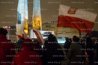 Gdansk. Plac Solidarnosci. Wiec z okazji 34 rocznicy...