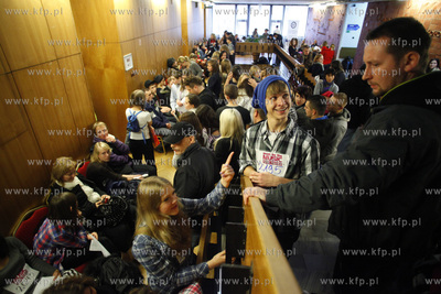 Gdansk. Budynek Not. Precasting do programu telewizji...