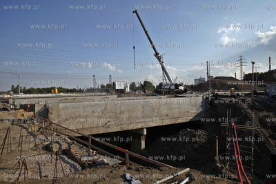 Gdansk. Prace przy budowie wezla drogowego w Letnicy...