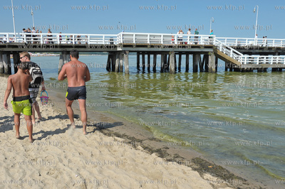 Sopot. Plaza. Zakaz kapieli w wodach Zatoki Gdanskiej...