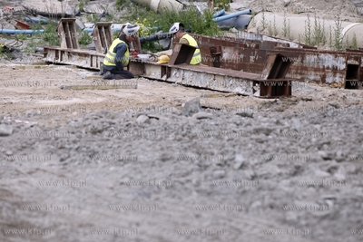 Gdansk. Prace przy budowie wezla drogowego na Letnicy...