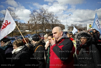 Gdansk. Protest zwiazkow zawodowych Szpitala Specjalistycznego...