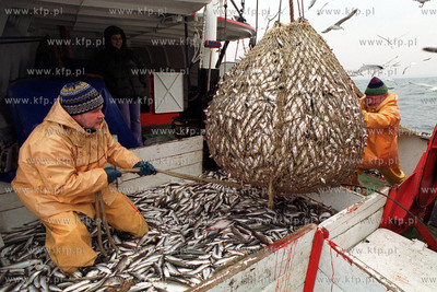 Kuter rybacki. Polow sledzia na Zatoce Gdanskiej. 21.11.2001...