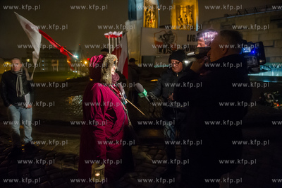 Gdansk. Plac Solidarnosci. Wiec z okazji 34 rocznicy...