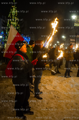 Gdansk. Dlugi Targ. Manifestacja przeciwko przyjmowaniu...