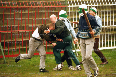 Bojki kibicow na stadionie  Polonii Gdansk z udzialem...