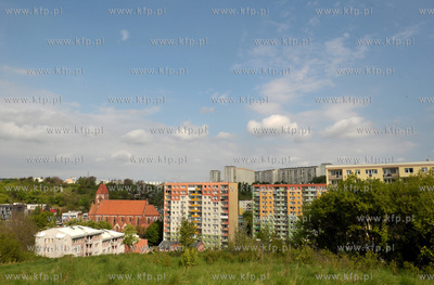 Gdańsk Siedlce widziane ze Wzgórza Mickiewicza. Kościół...