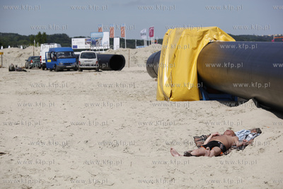 Prace przy budowie wylotow sopockich potokow w glab...