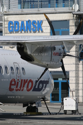Port lotniczy w Gdansku Rebiechowie. Przed terminalem...