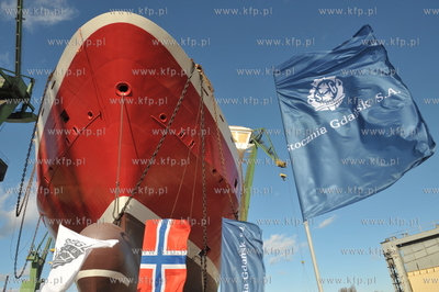 Stocznia Gdansk. Pochylnia B1. Wodowanie promu pasazersko-samochodowego...