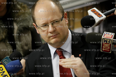 Gdansk. Konferencja prasowa, na ktorej Prezydent Gdanska...