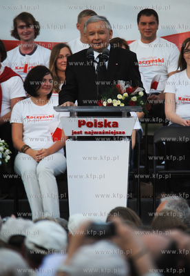 Gdansk. Targ Rybny. Wiec wyborczy Jaroslawa Kaczynskiego,...