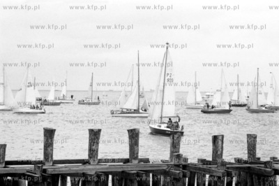 Regaty jachtow w poblizu mola w Sopocie. 9.06.1979...