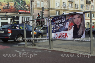 Gdańsk, Wrzeszcz. Plakat wyborczy Doroty Dudek, kandydującej...