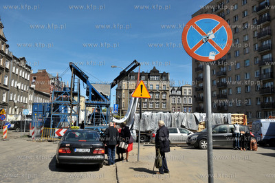Gdansk. Dolne Miasto. Remont i przebudowa ulicy Lakowej....