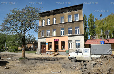 Gdansk. Dolne Miasto. Remont i przebudowa ulicy Lakowej....