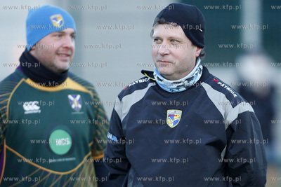 Stadion Ogniwa Sopot. Noworoczny mecz rugby. Nz. Jacek...