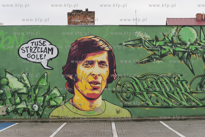 Starogard Gdański,Mural przy Stadionie miejskim poświęcony...