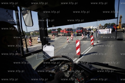 Gdansk. Ul. Kosciuszki. Protest podwykonawców Hydrobudowy,...