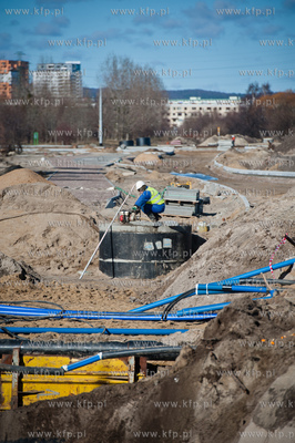 Gdansk. Budowa ulic i torowisk na ul Hallera i Uczniowskiej,...