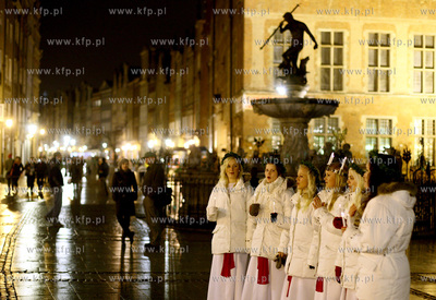 Gdansk. Dlugi Targ. Orszak sw. Lucji ze Szwecji. Swieta...