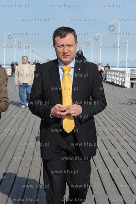 Briefing prezydenta Sopotu Jacka Karnowskiego na molo...