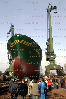 Stocznia Gdansk. S.A. Wodowanie statku WESTERDIEK,...