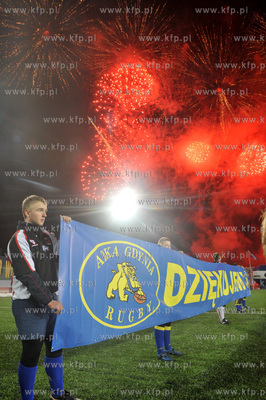 Otwarcie Narodowego Stadionu Rugby w Gdyni. Pokaz fajerwerkow....
