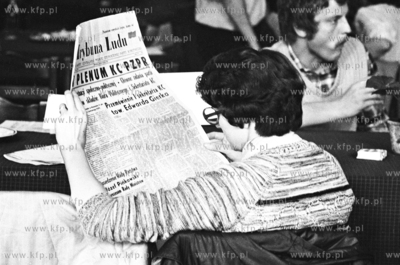 Strajk w Stoczni Gdanskiej im. Lenina Nz. stoczniowcy...