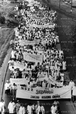 Manifestacja podczas strajku sluzby zdrowia 05.07.1989...