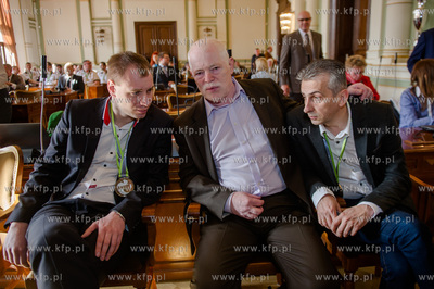 Gdansk. Sala Obrad Rady Miasta. Wizyta zespolu siatkarzy...