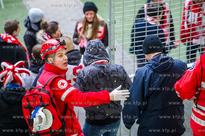 Gdansk. Stadion PGE Arena. Cwiczenia grup ratownikow...