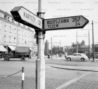 Drogowskaz na skrzyzowaniu Hucisko w Gdasku. 1962 0004370z...