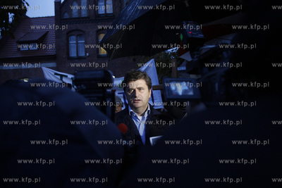 Gdansk. Posel Janusz Palikot  podczas manifestacji...