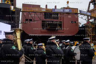 Gdańska Stocznia Remontowa im. J. Piłsudskiego. Wodowanie...