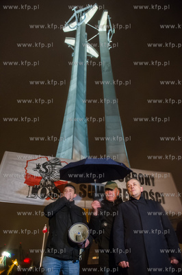 Gdansk. Plac Solidarnosci. Wiec z okazji 34 rocznicy...