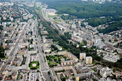 Gdynia z lotu ptaka. Nz. Centrum miasta z ulicami Wladyslawa...