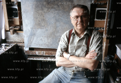 Malarz Zdzislaw Beksinski w swojej pracowni w Warszawie.07.2004Fot....